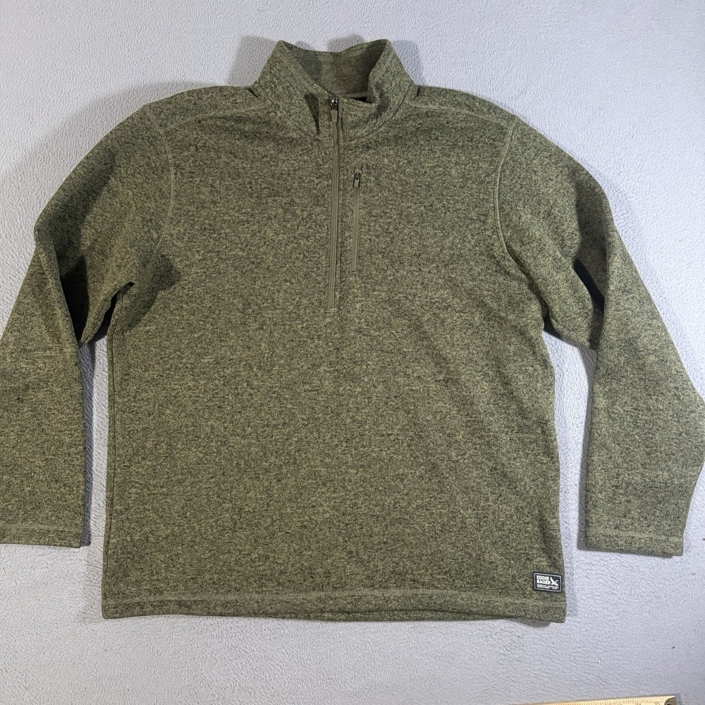 Eddie Bauer Half Zip Fleece Mens Sweater Size XL Green Pocket Outdoor Pullover